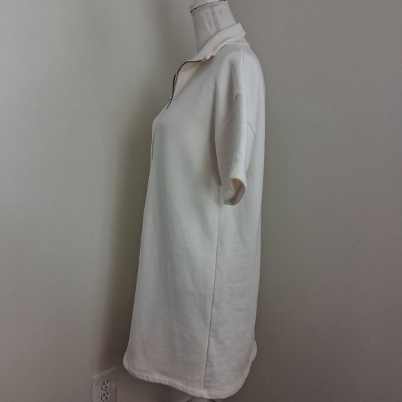 Reformation Hampton Sweat Dress Cotton With Fleece Lining In Cream Size Medium - Picture 5 of 10
